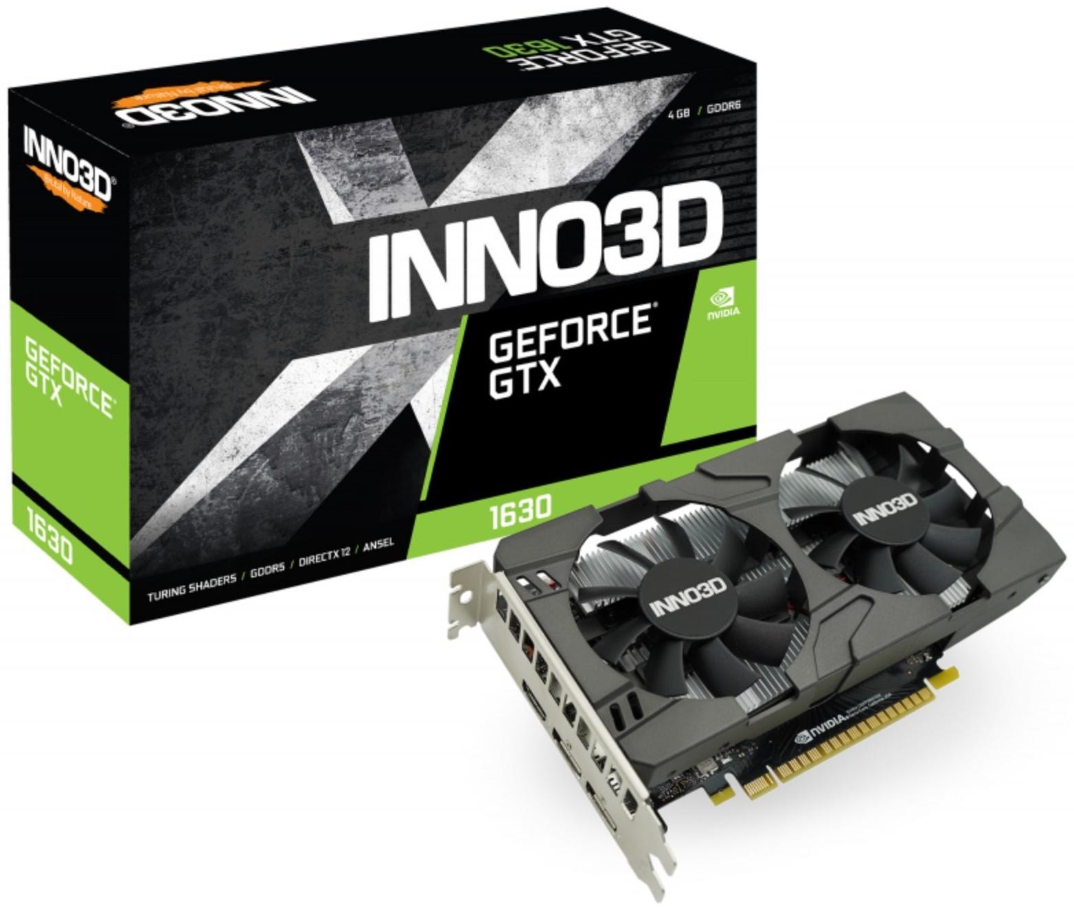 Видеокарта INNO3D GEFORCE GTX 1630, 4Гб, 64bit, GDDR6, HDMI, 2хDP, HDCP