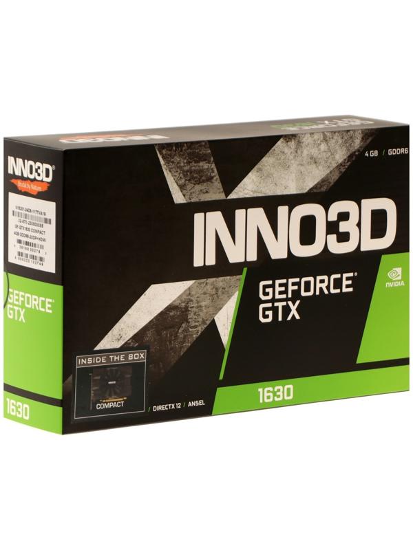 Видеокарта INNO3D GEFORCE GTX 1630, 4Гб, 64bit, GDDR6, HDMI, 2хDP, HDCP