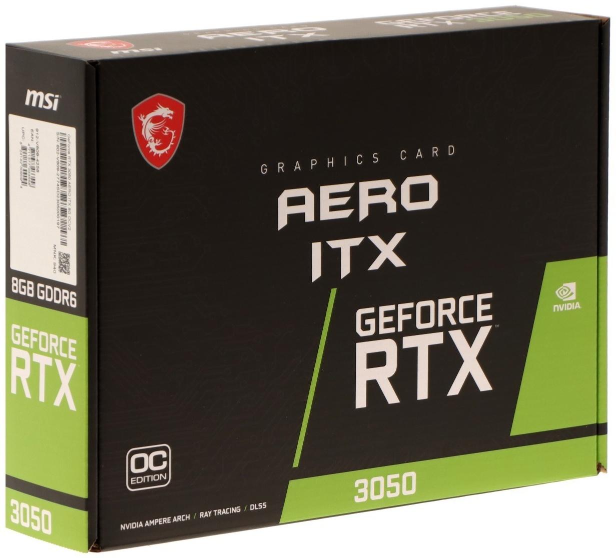 Видеокарта MSI RTX3050 AERO ITX, 8Гб, 128bit, GDDR6, DVI, 3хHDMI, DP
