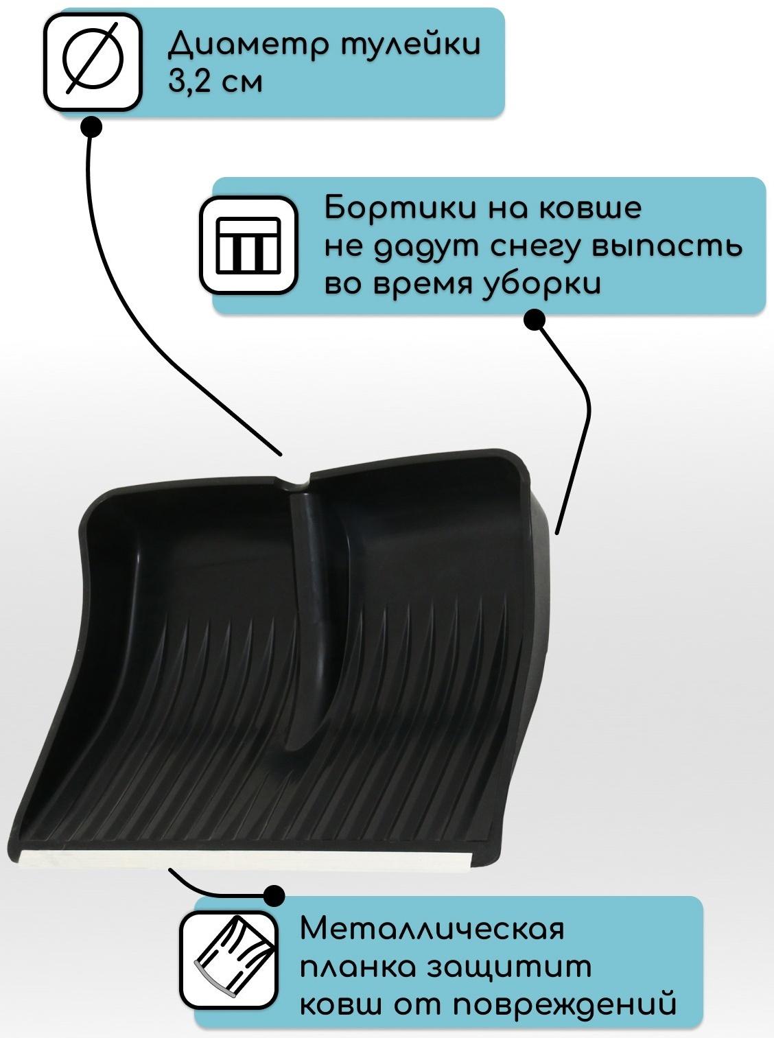 Ковш лопаты пластиковый, 390 × 500 мм, с оцинкованной планкой, тулейка 32 мм