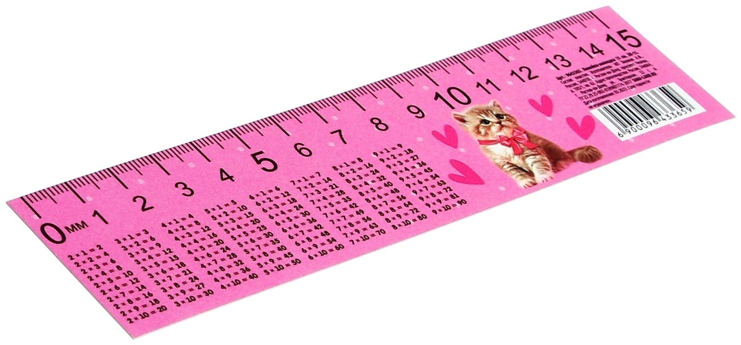 Линейка-закладка пластиковая 15 см ЗЛ-15 Таблица Умножения 