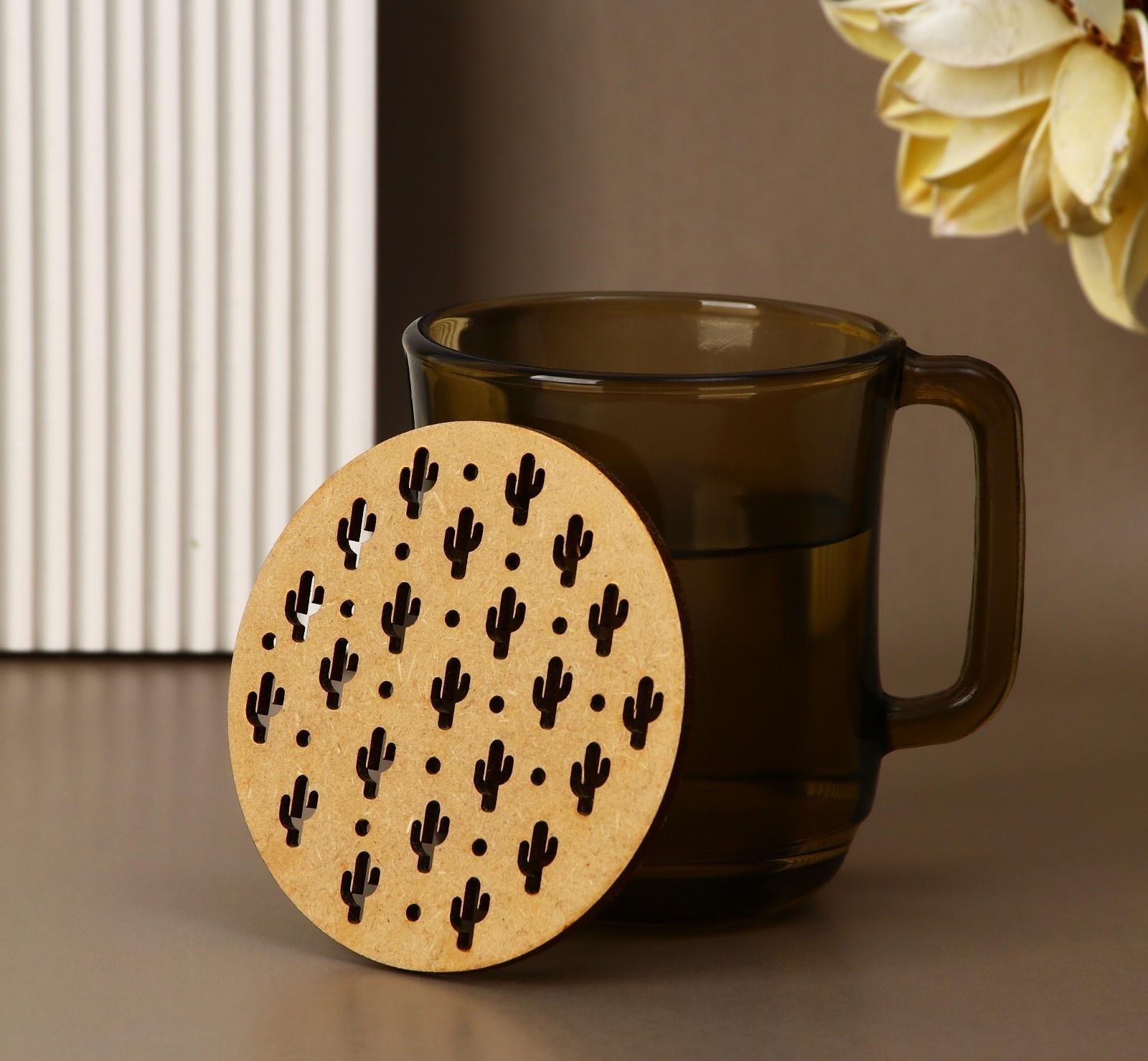 Подставка под кружку «Кактус», хдф, 9х9 см