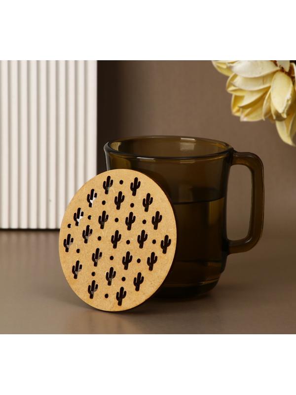 Подставка под кружку «Кактус», хдф, 9х9 см