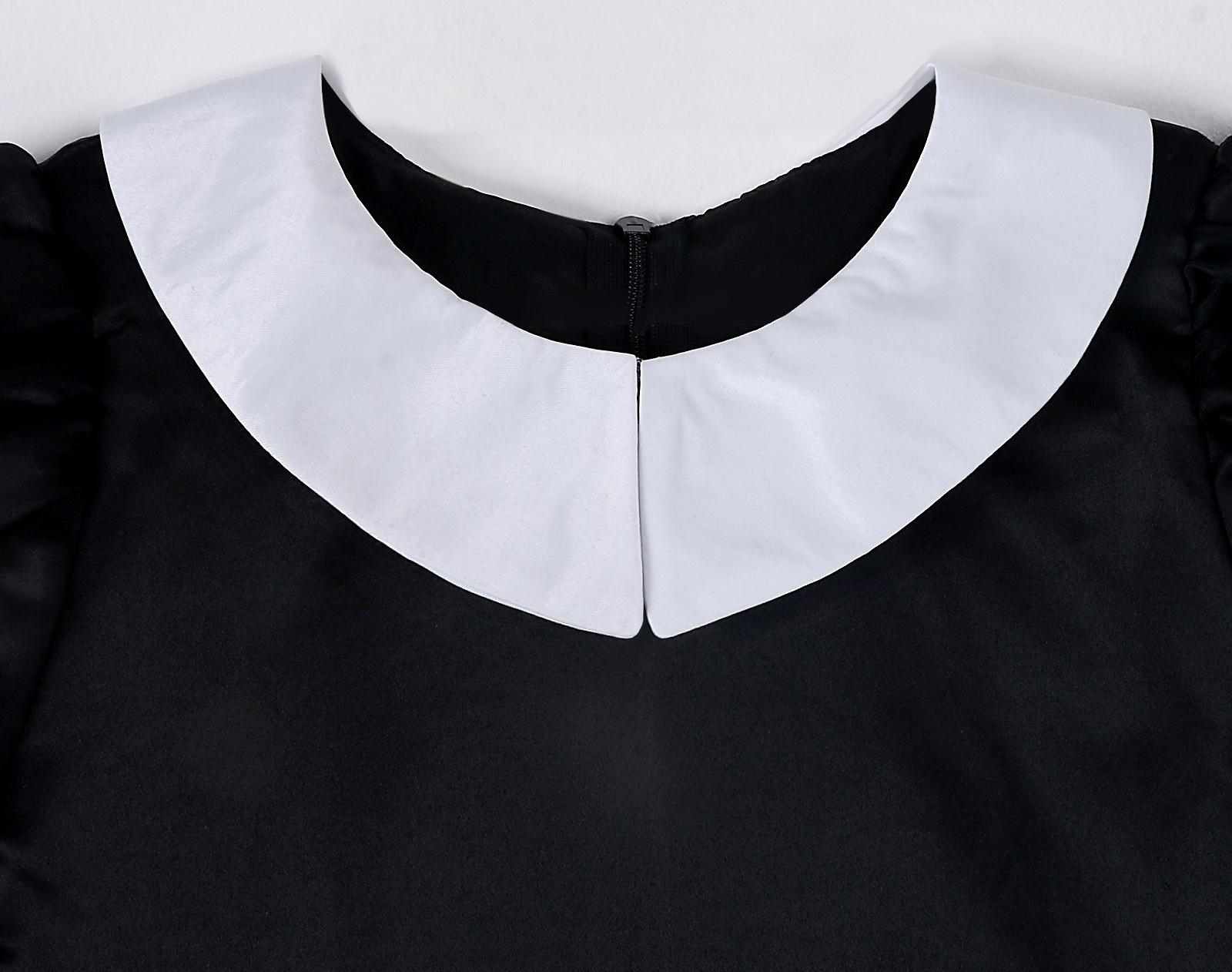 Карнавальное черное платье с белым воротником,атлас,п/э,р-р34,р134