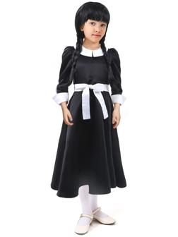 Карнавальное черное платье с белым воротником,атлас,п/э,р-р34,р134