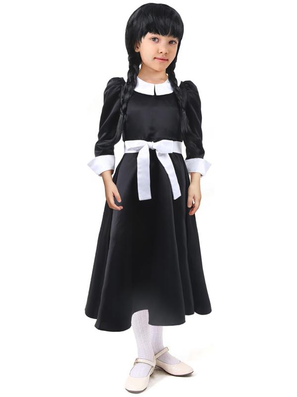 Карнавальное черное платье с белым воротником,атлас,п/э,р-р34,р134