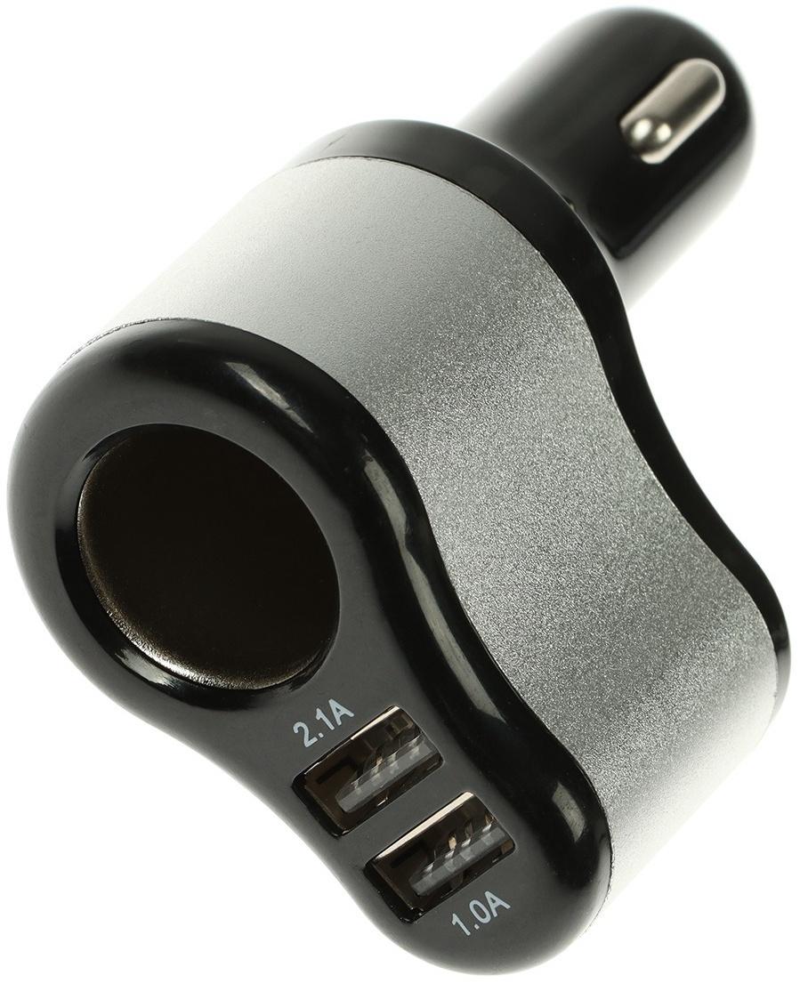 Автомобильное зарядное устройство с прикуривателем FENOX, 2 USB + гнездо, 12/24 В, FAE2006