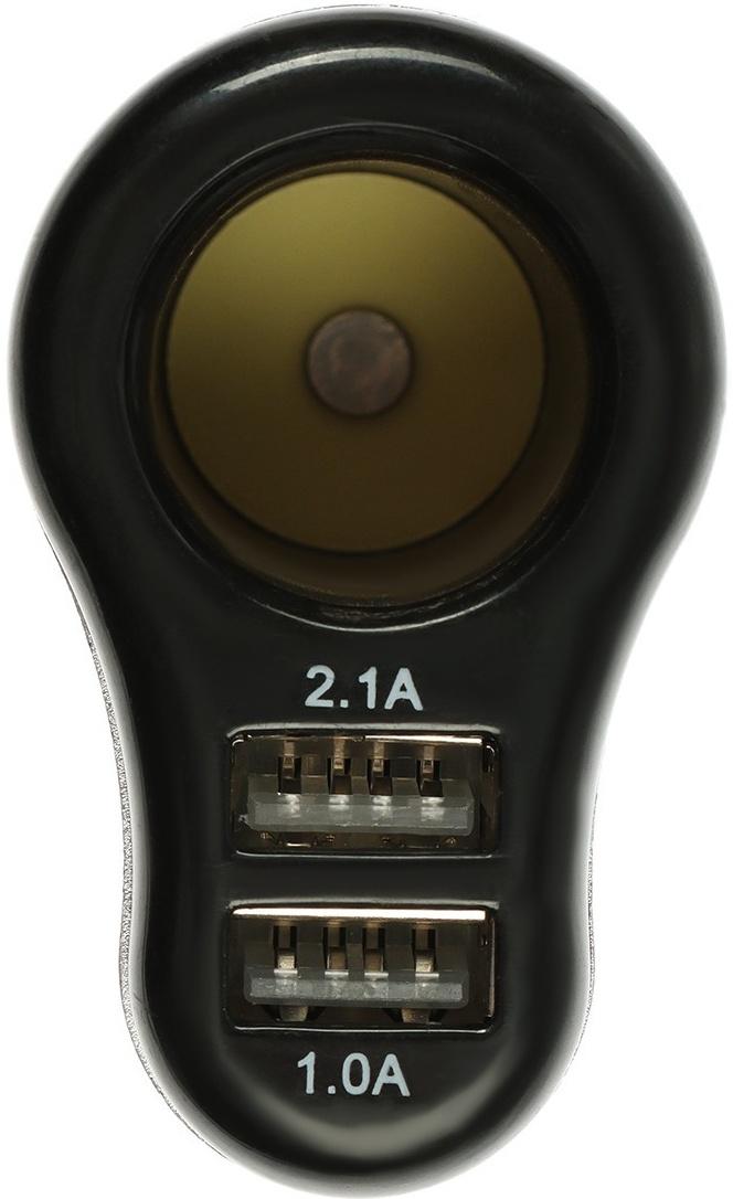 Автомобильное зарядное устройство с прикуривателем FENOX, 2 USB + гнездо, 12/24 В, FAE2006