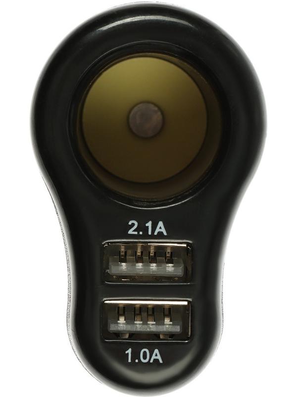 Автомобильное зарядное устройство с прикуривателем FENOX, 2 USB + гнездо, 12/24 В, FAE2006