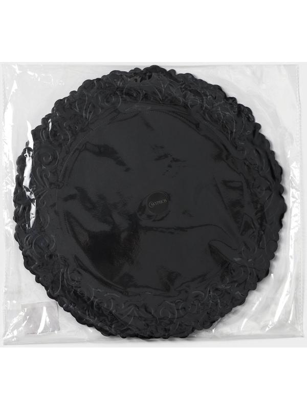 Набор салфеток сервировочных «Элоиза», d=37,5 см, 4 шт, цвет чёрный