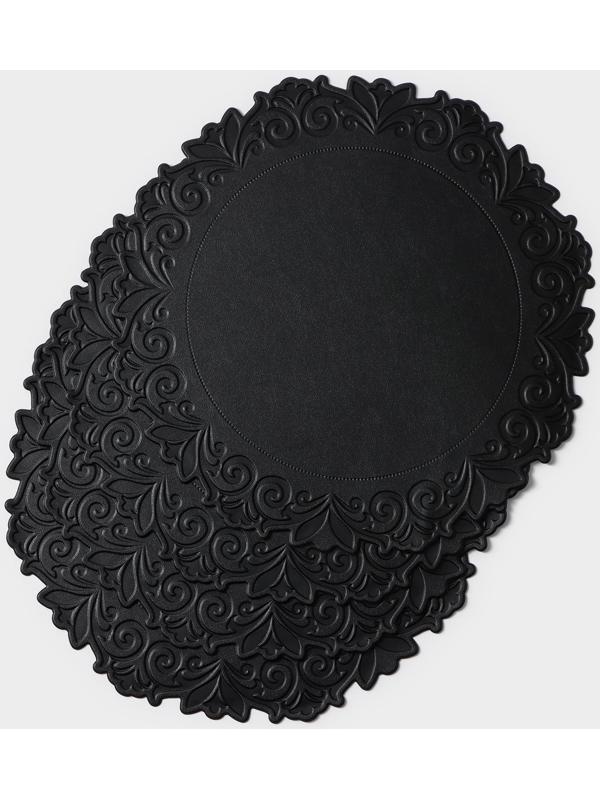 Набор салфеток сервировочных «Элоиза», d=37,5 см, 4 шт, цвет чёрный