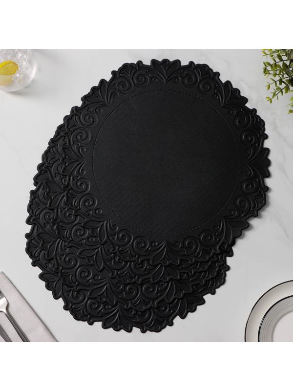 Набор салфеток сервировочных «Элоиза», d=37,5 см, 4 шт, цвет чёрный