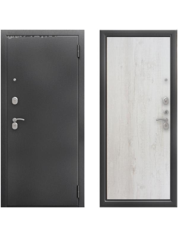 Входная дверь «Сити Антик Лофт», 870×2050 мм, правая, цвет антик серебро / бетон светлый