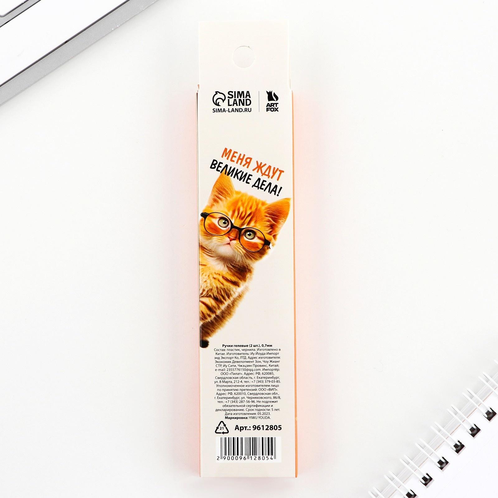 Ручка гелевая «Я бы написал поэму, но у меня лапки» 2 шт, чёрная паста