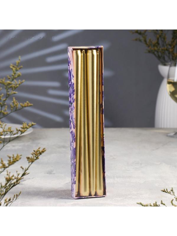 Набор Свечей античных, 2,2х 30 см, 4 штук, золотой металлик