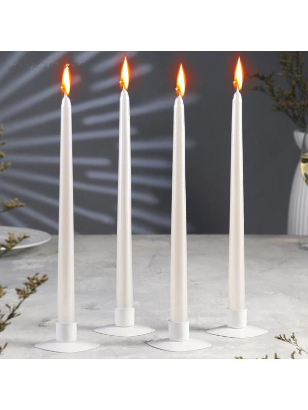 Набор Свечей античных, 2,2х 30 см, 4 штук, перламутровый металлик