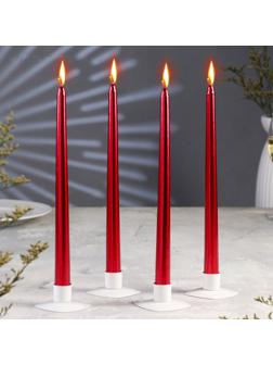 Набор Свечей античных, 2,2х 30 см, 4 штук, рубиновый металлик