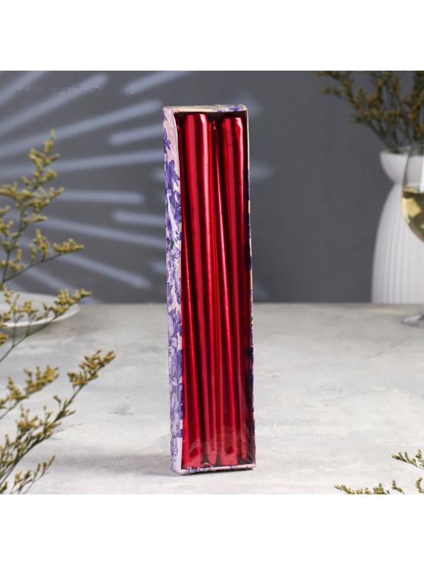 Набор Свечей античных, 2,2х 30 см, 4 штук, рубиновый металлик