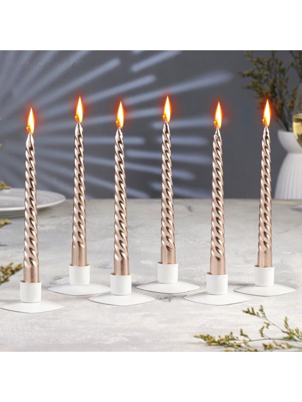 Набор Свечей витых, 1,9х 20 см, 6 штук, шампань