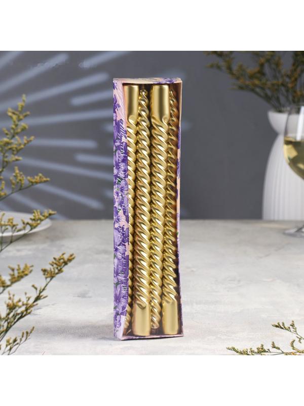 Набор Свечей витых, 2,2х 30 см, 4 штук, золотой металлик