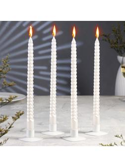 Набор Свечей витых, 2,2х 30 см, 4 штук, перламутровый металлик