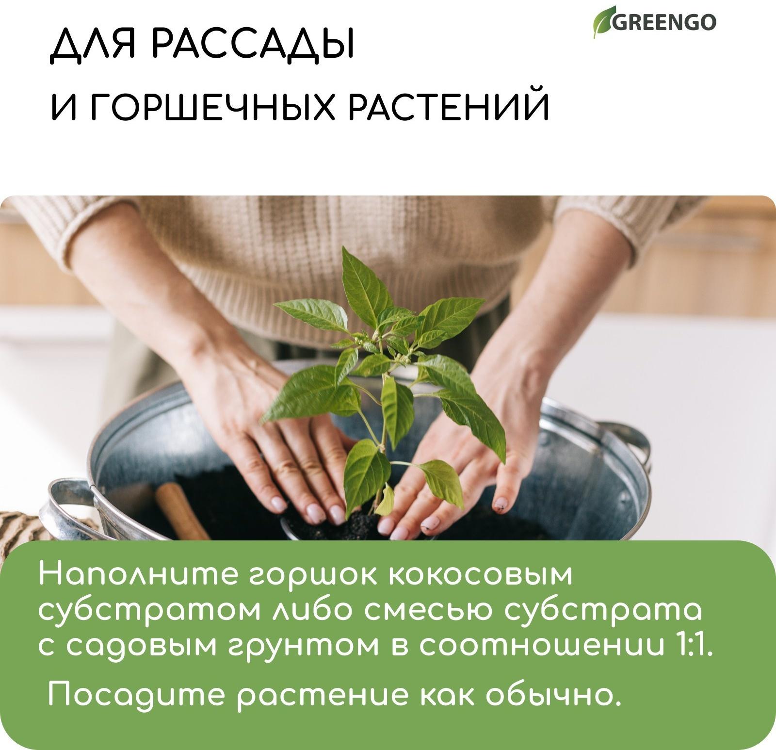 Субстрат кокосовый в брикете, 4 л, 30% чипсы и 70% торф, Greengo