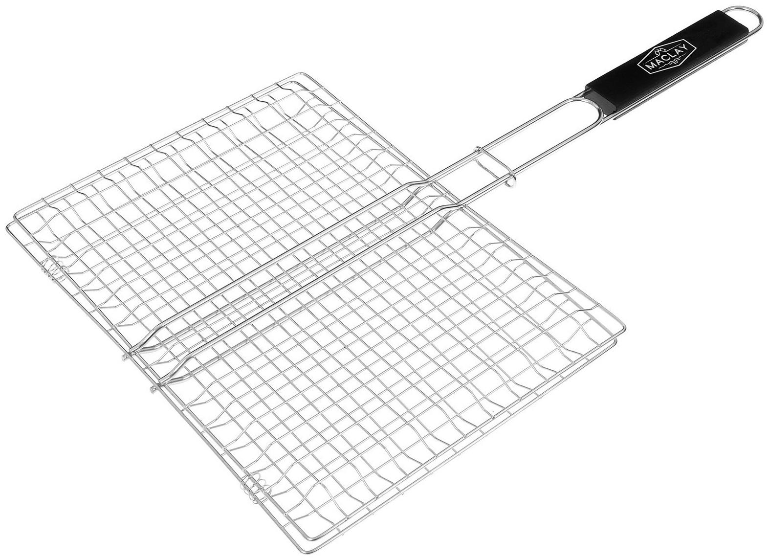 Решётка гриль Maclay Premium, 57х34х25 см, для рыбы, двойная, нержавеющая сталь