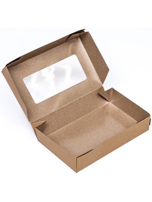 Контейнер на вынос, с окном,  крафт, 20 х 12 х 4 см