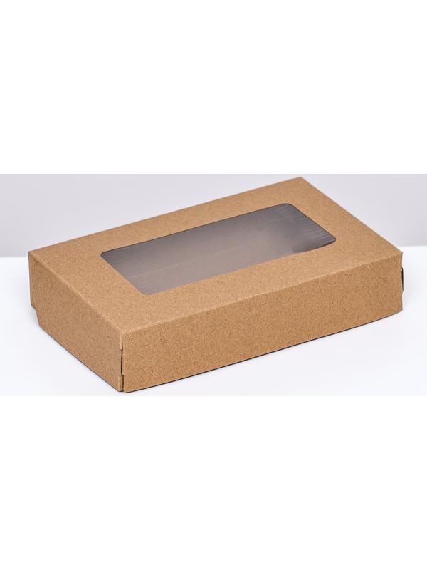 Контейнер на вынос, с окном,  крафт, 20 х 12 х 4 см