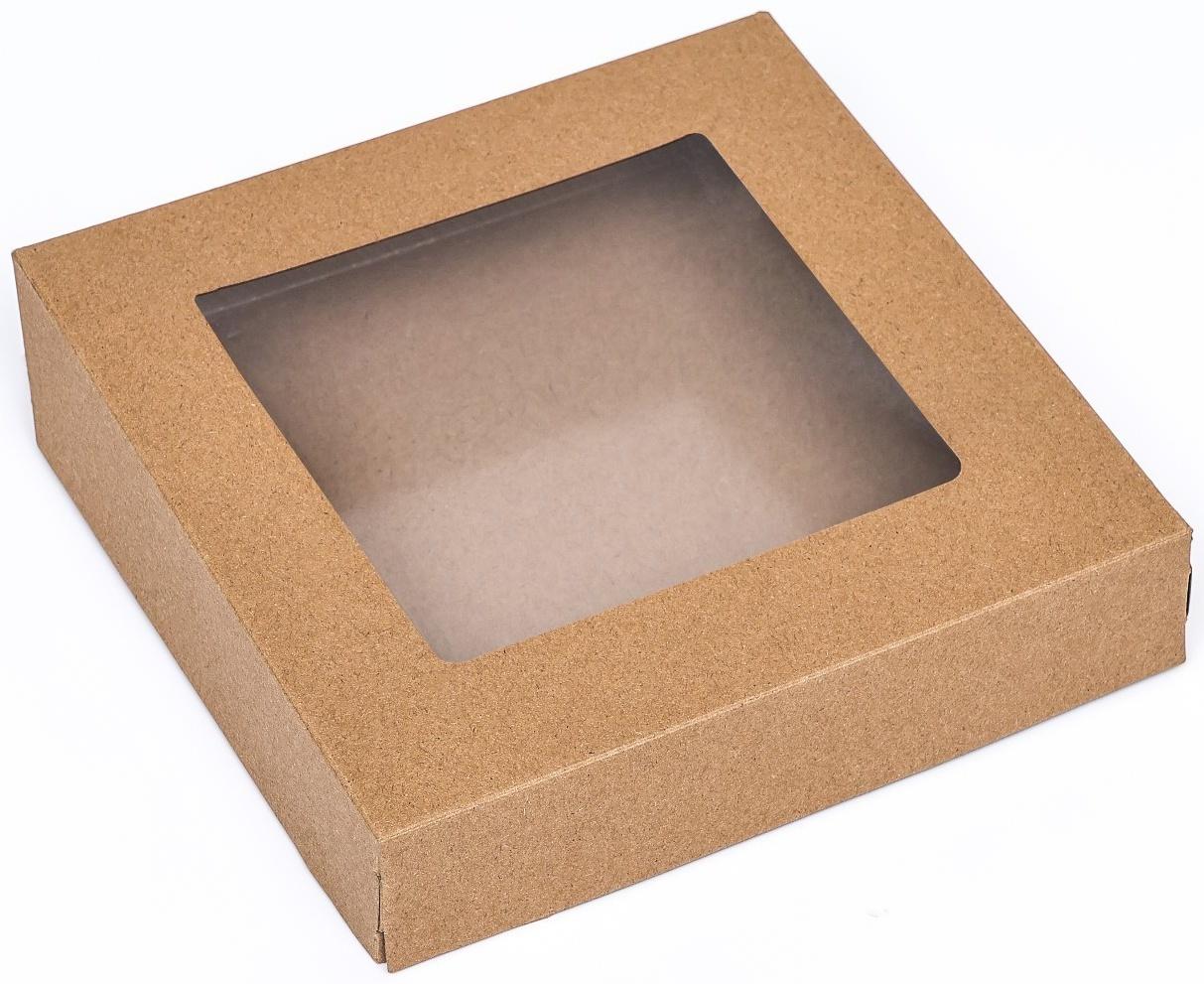 Контейнер на вынос, с окном, крафт, 20 х 20 х 4 см
