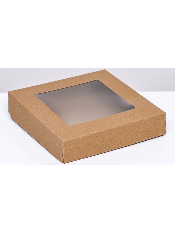 Контейнер на вынос, с окном, крафт, 20 х 20 х 4 см