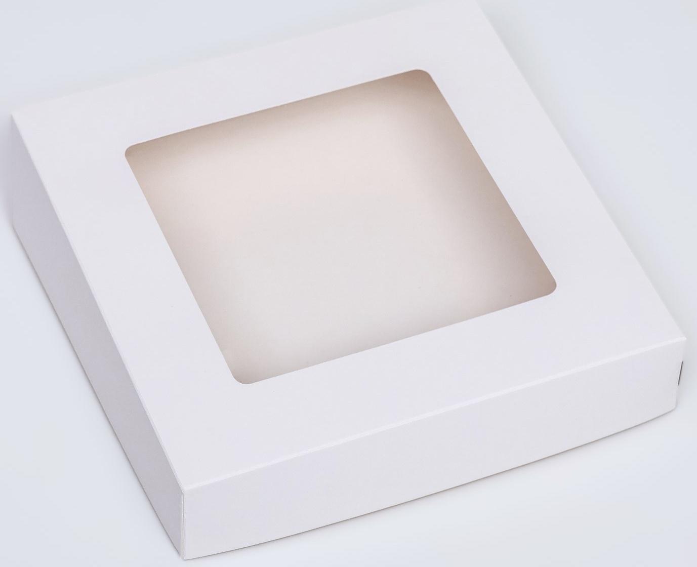 Контейнер на вынос, с окном, белый, 20 х 20 х 4 см