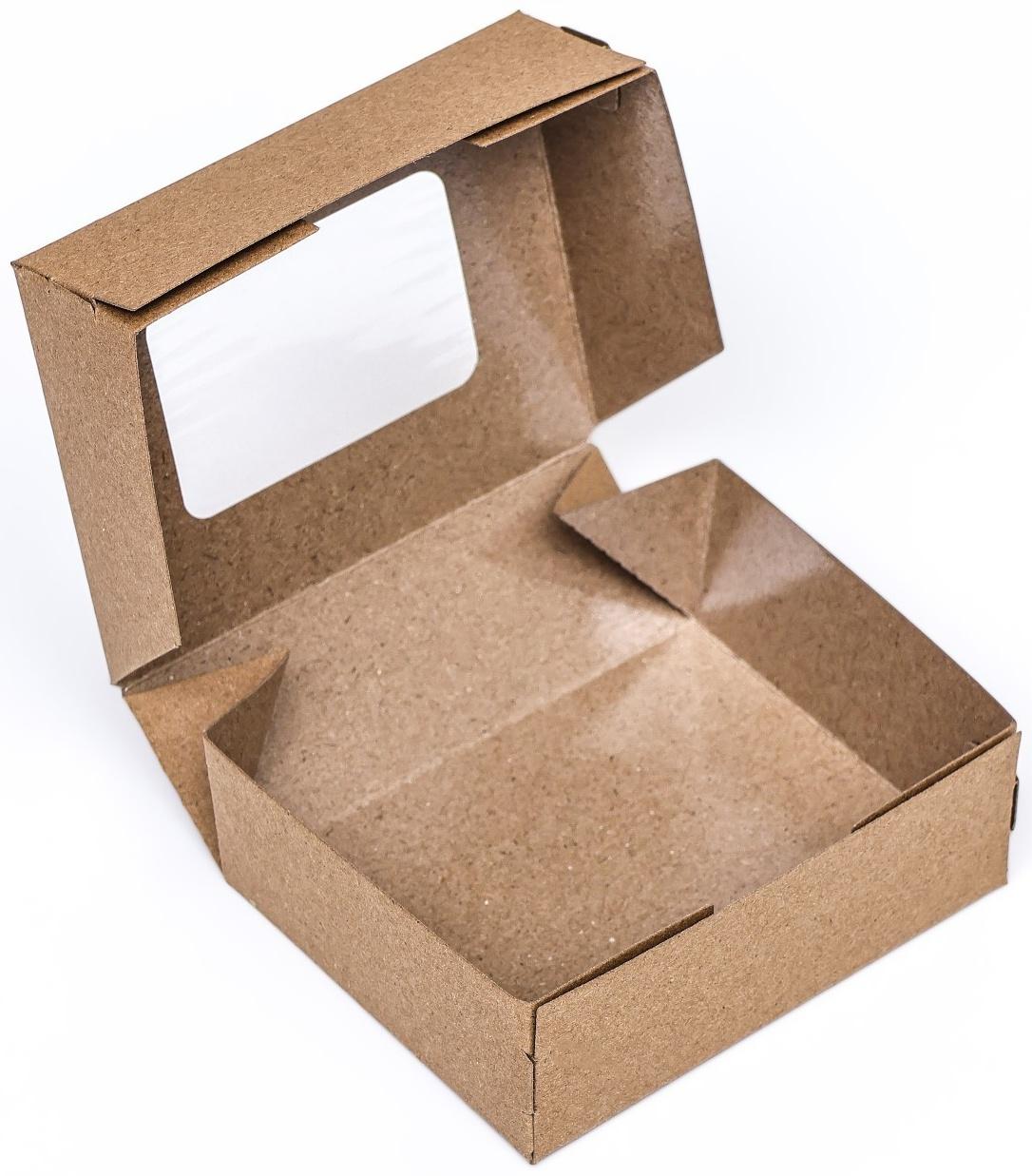 Контейнер на вынос, с окном, крафт, 10 х 8 х 3,5 см