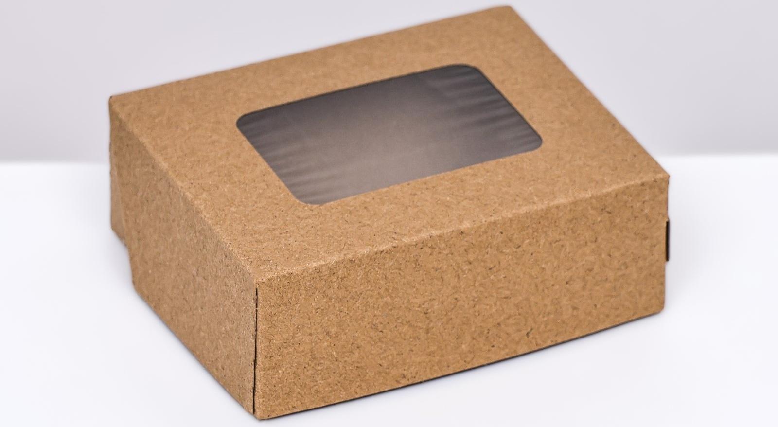 Контейнер на вынос, с окном, крафт, 10 х 8 х 3,5 см