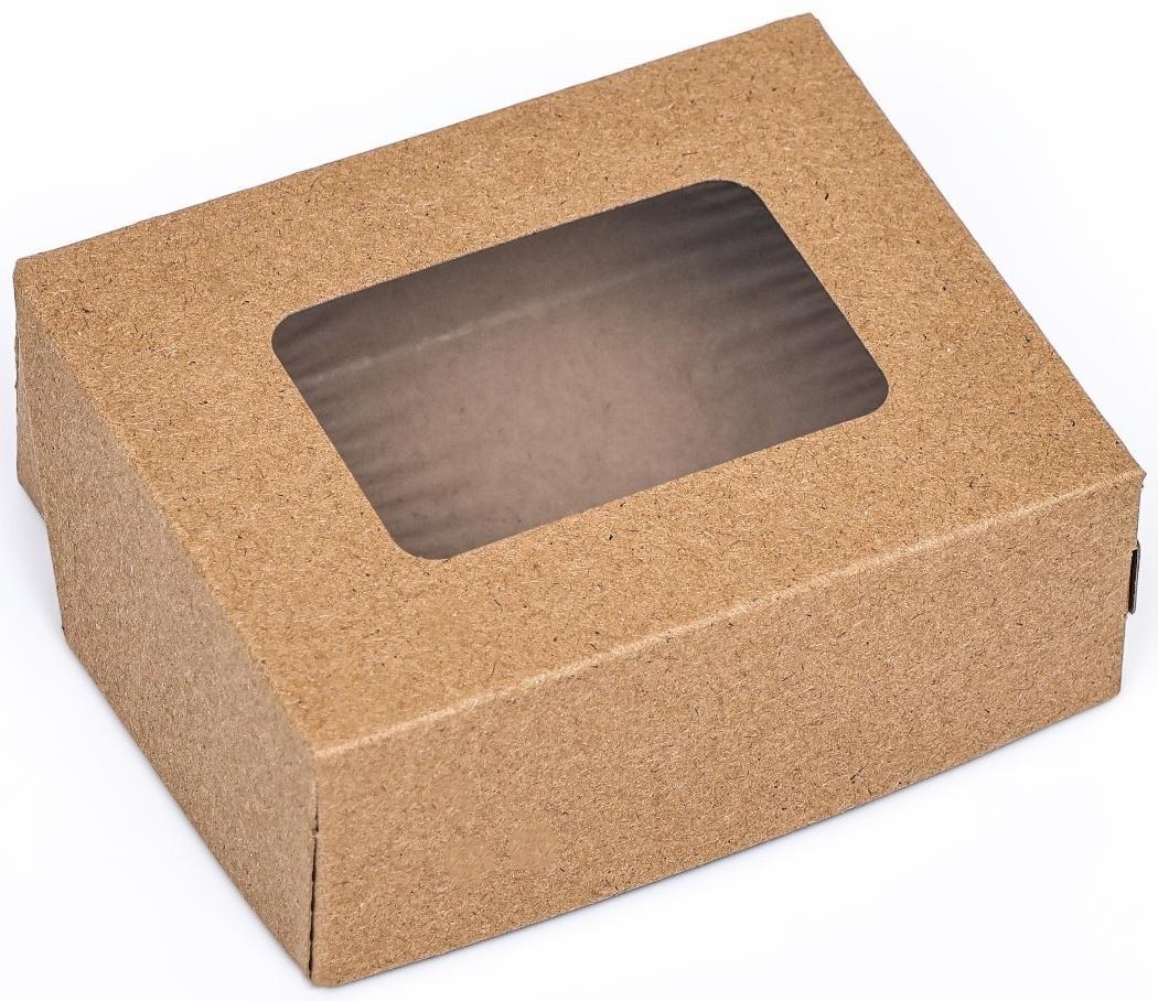 Контейнер на вынос, с окном, крафт, 10 х 8 х 3,5 см