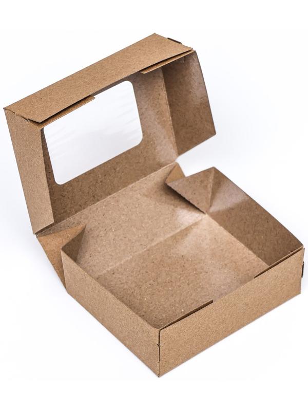 Контейнер на вынос, с окном, крафт, 10 х 8 х 3,5 см