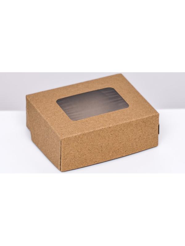 Контейнер на вынос, с окном, крафт, 10 х 8 х 3,5 см