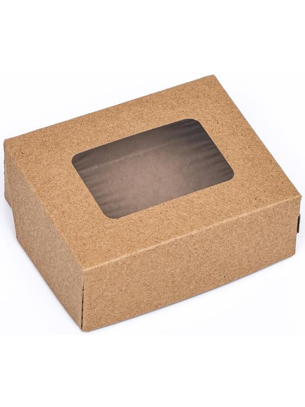 Контейнер на вынос, с окном, крафт, 10 х 8 х 3,5 см