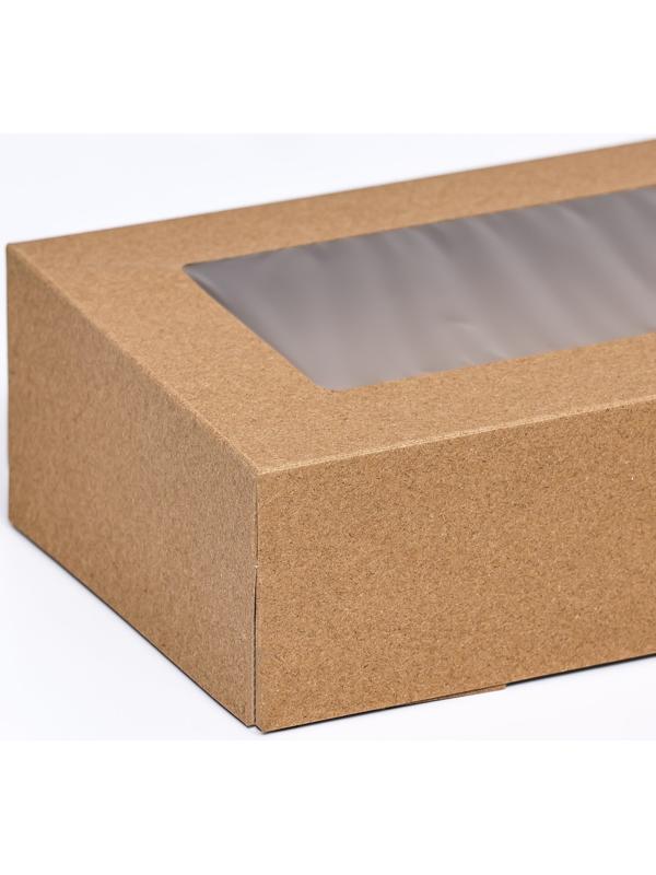 Упаковка для продуктов, крафт с окном, 23 х 14 х 6 см, 1,9 л