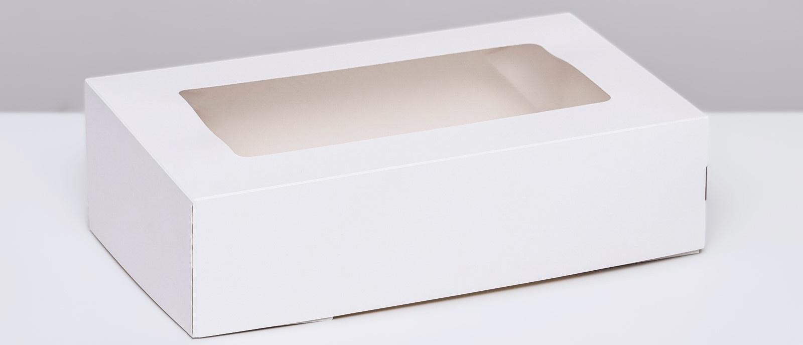 Упаковка для продуктов с окном, белая, 23 х 14 х 6 см, 1,9 л