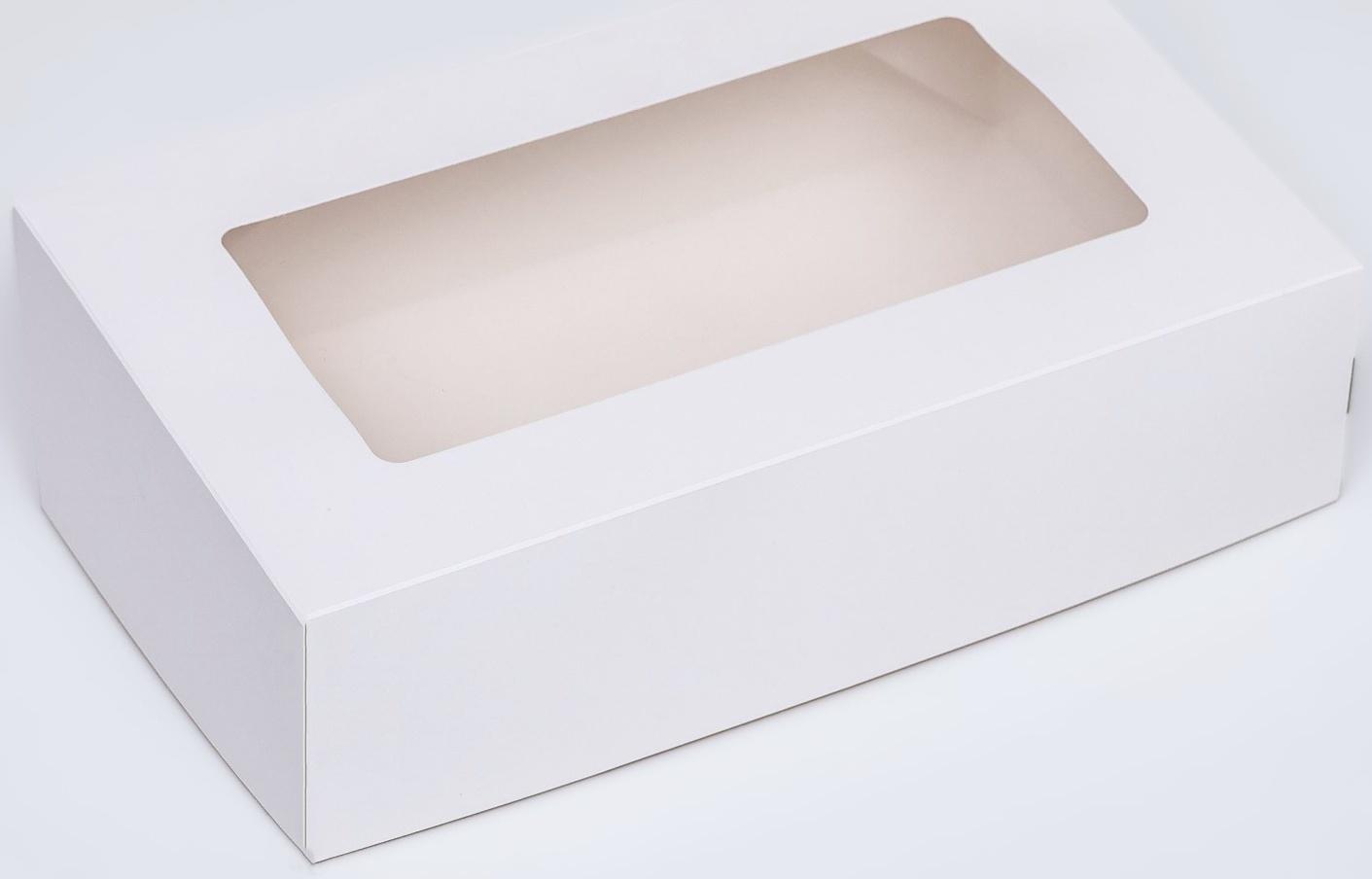 Упаковка для продуктов с окном, белая, 23 х 14 х 6 см, 1,9 л