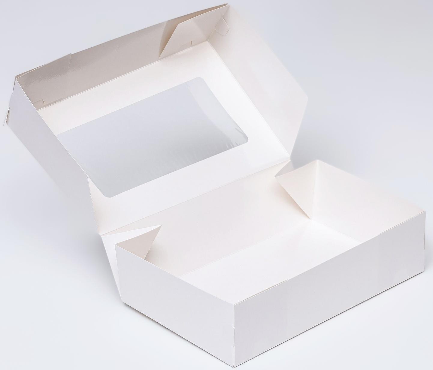 Упаковка для продуктов с окном, белая, 23 х 14 х 6 см, 1,9 л