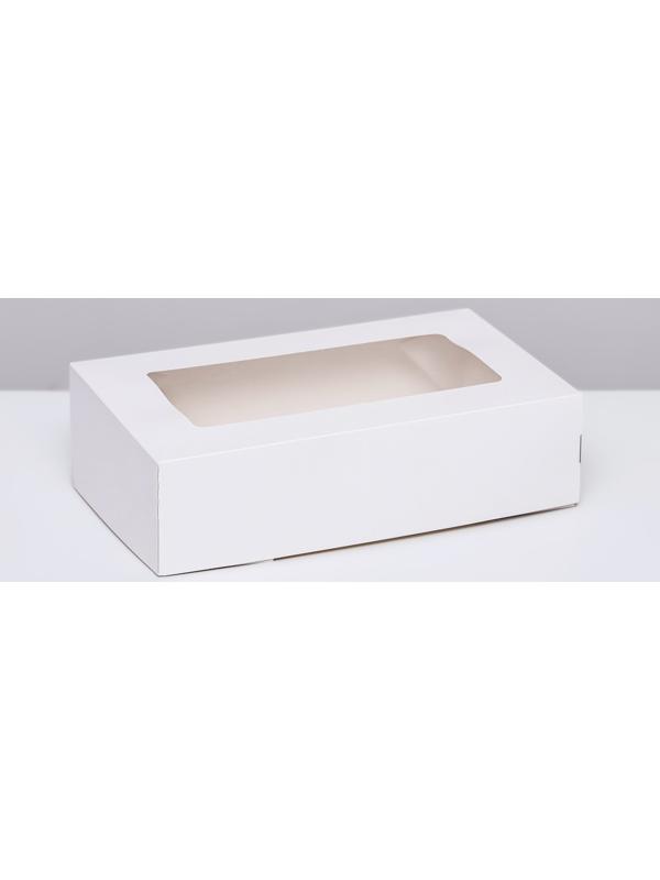 Упаковка для продуктов с окном, белая, 23 х 14 х 6 см, 1,9 л