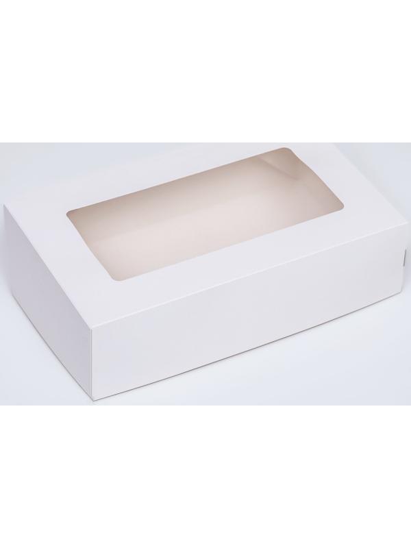 Упаковка для продуктов с окном, белая, 23 х 14 х 6 см, 1,9 л