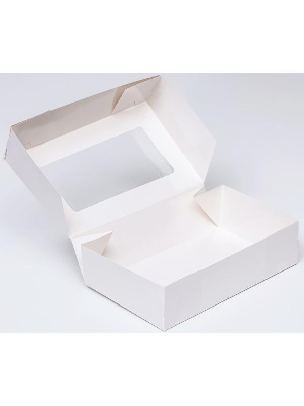 Упаковка для продуктов с окном, белая, 23 х 14 х 6 см, 1,9 л