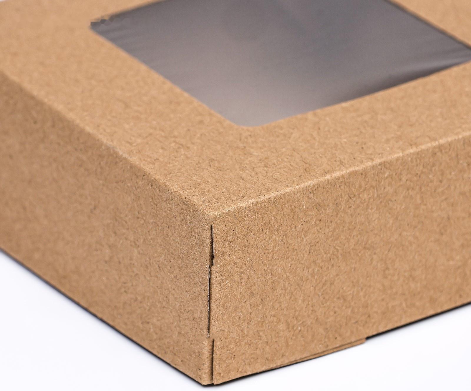 Коробка складная, с окном, крафт, 11,5 х 11,5 х 4 см