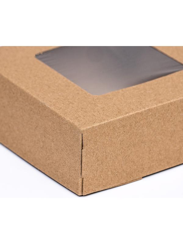 Коробка складная, с окном, крафт, 11,5 х 11,5 х 4 см