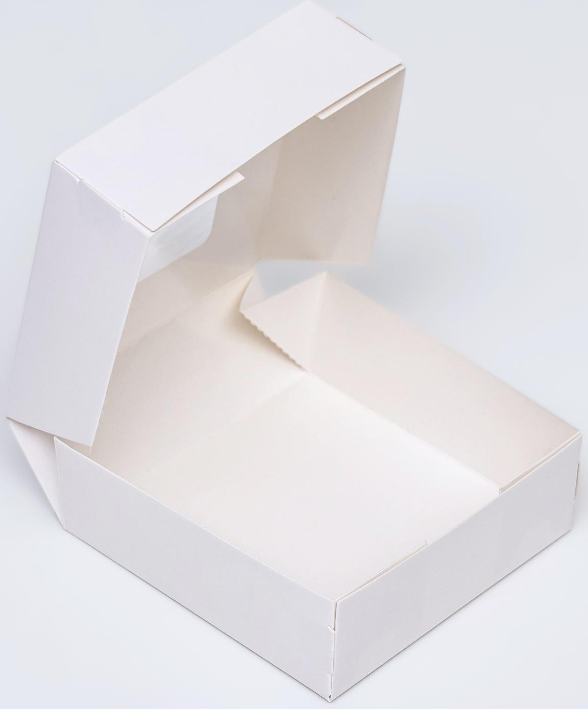 Коробка пищевая, с окном, белый, 11,5 х 11,5 х 4 см