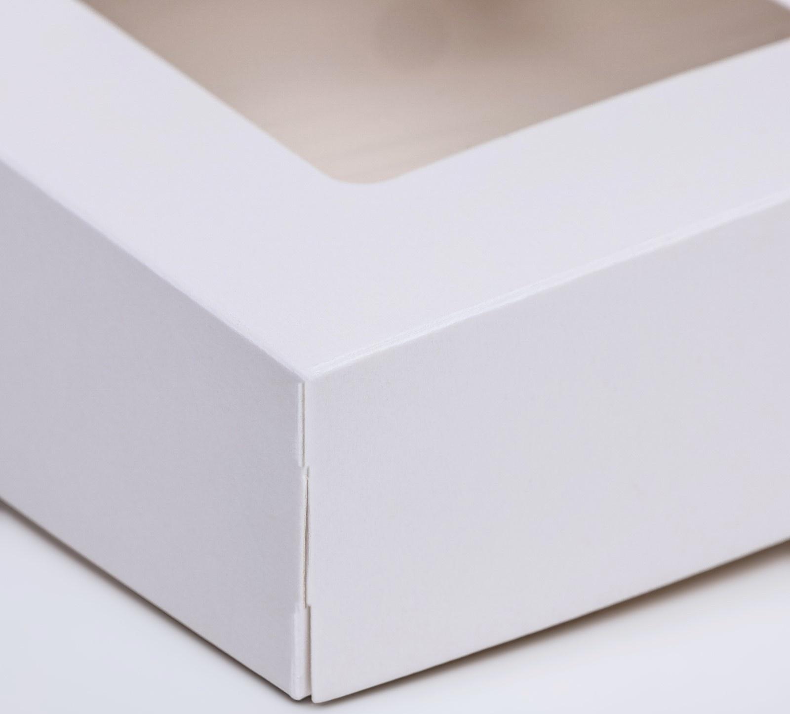 Коробка пищевая, с окном, белый, 11,5 х 11,5 х 4 см