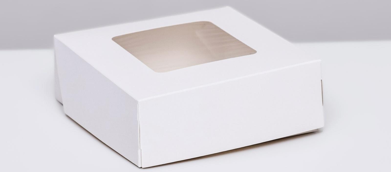 Коробка пищевая, с окном, белый, 11,5 х 11,5 х 4 см